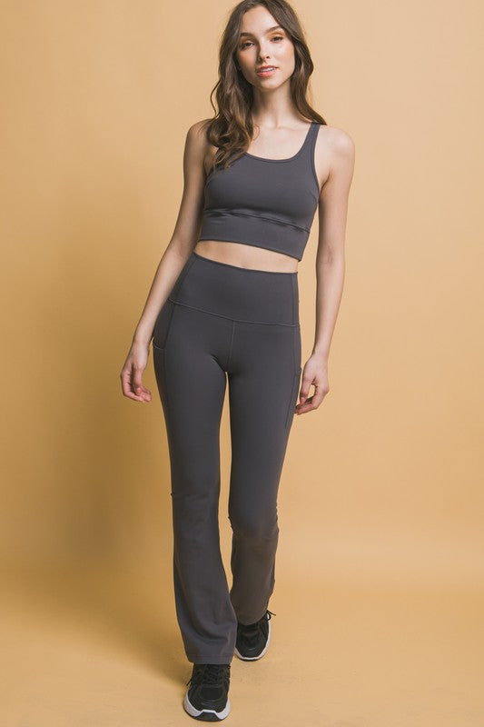 High Waist Flare Leggings with Side Pockets