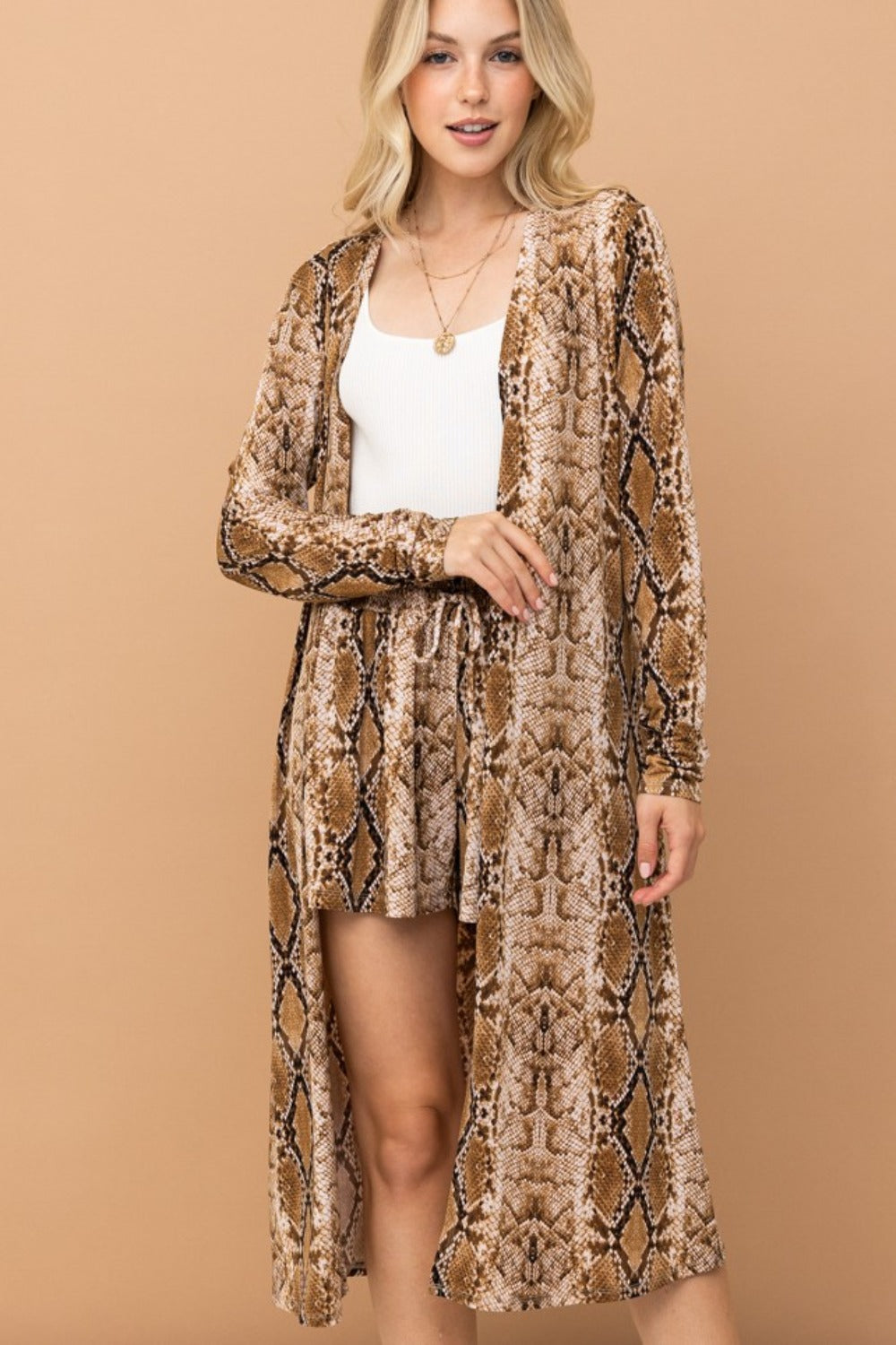 Snake Print Kimono Open Front Resort Kimono