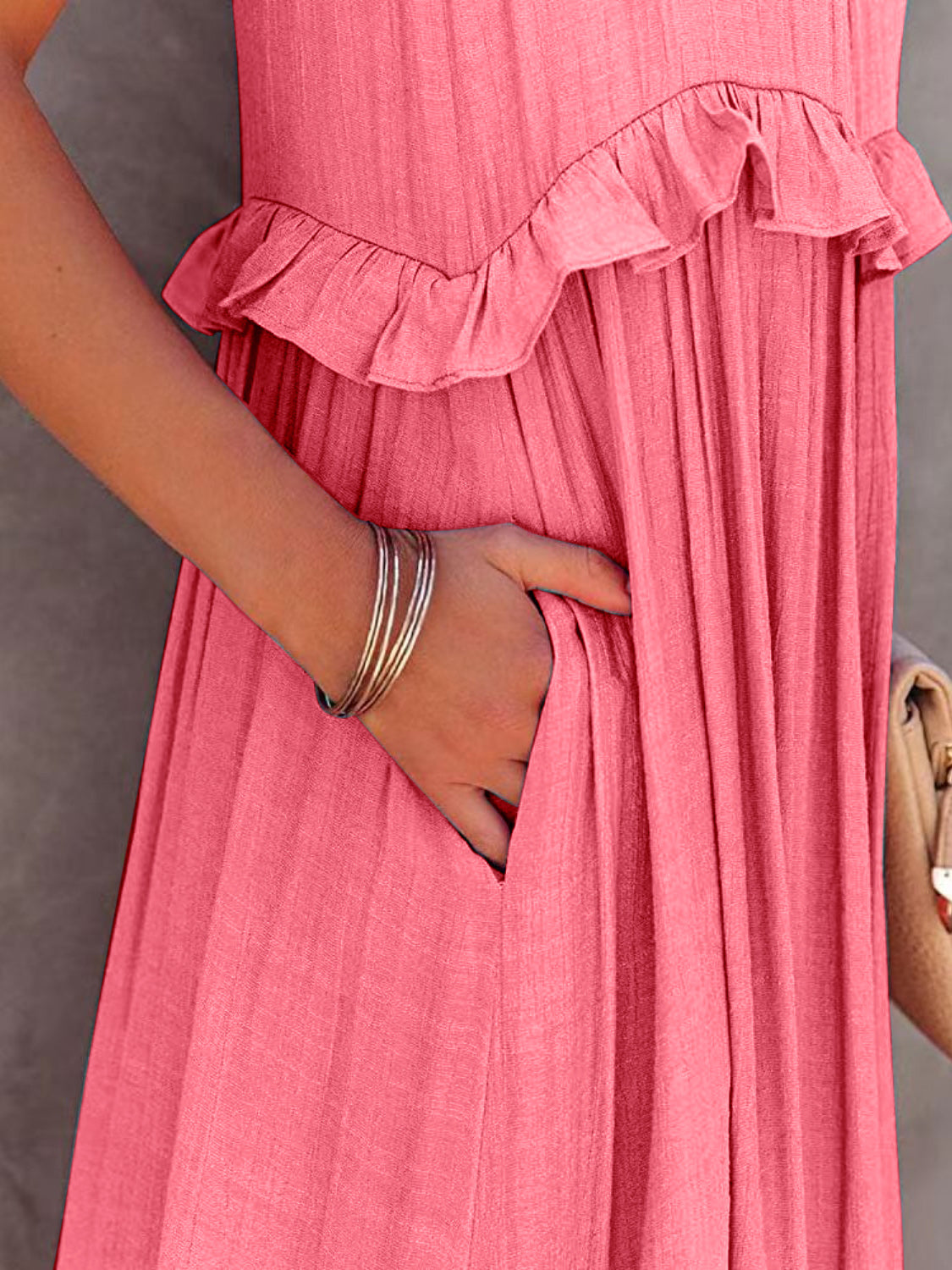 Ruffled Resort Maxi Dress with Pockets