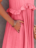 Ruffled Resort Maxi Dress with Pockets