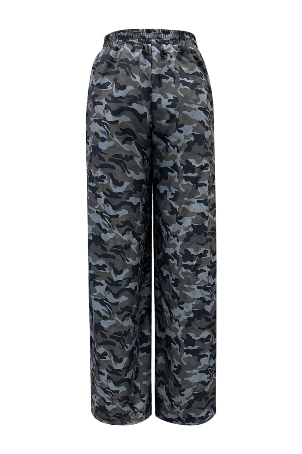 Camouflage Elastic Waist Wide Leg Pants