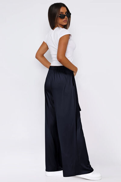 Tied Wide Leg Resort Pants with Pockets