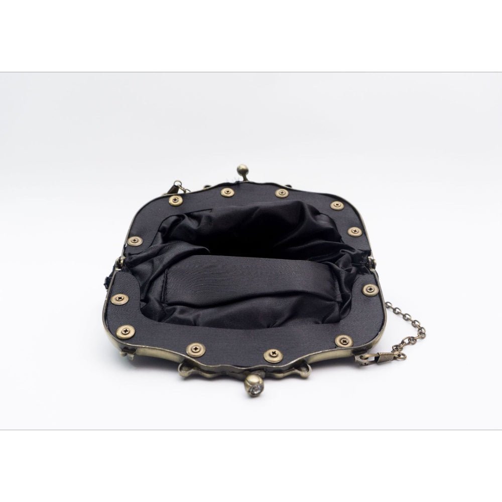 Embroidered Rose with Sequins Beads Evening Clutch Bag (MAC291)