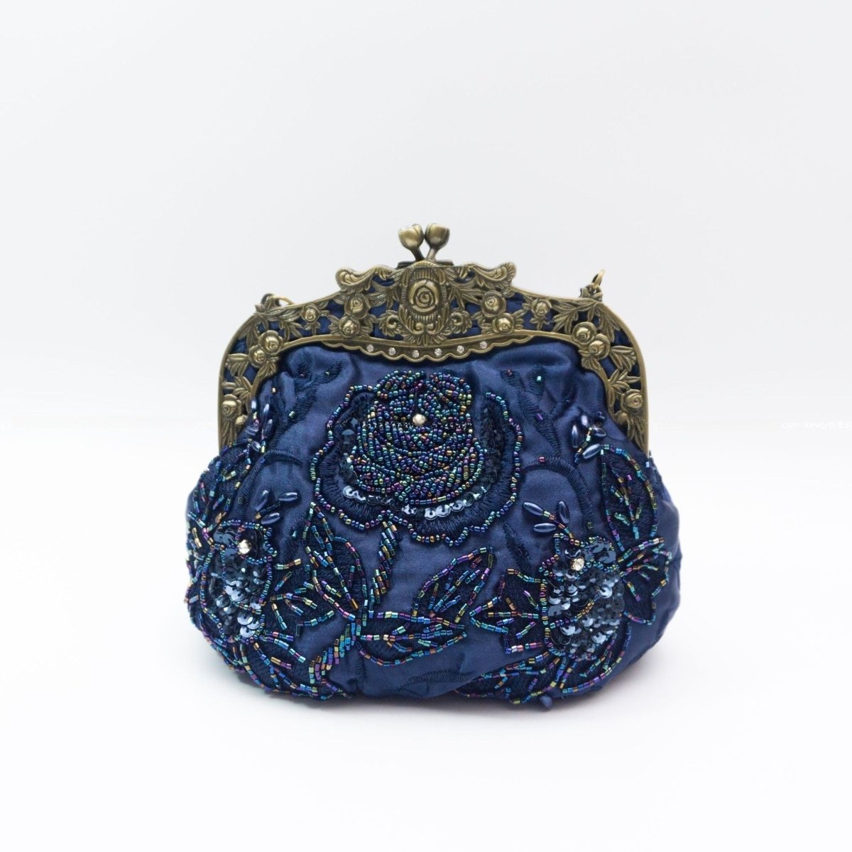 Embroidered Rose with Sequins Beads Evening Clutch Bag (MAC291)
