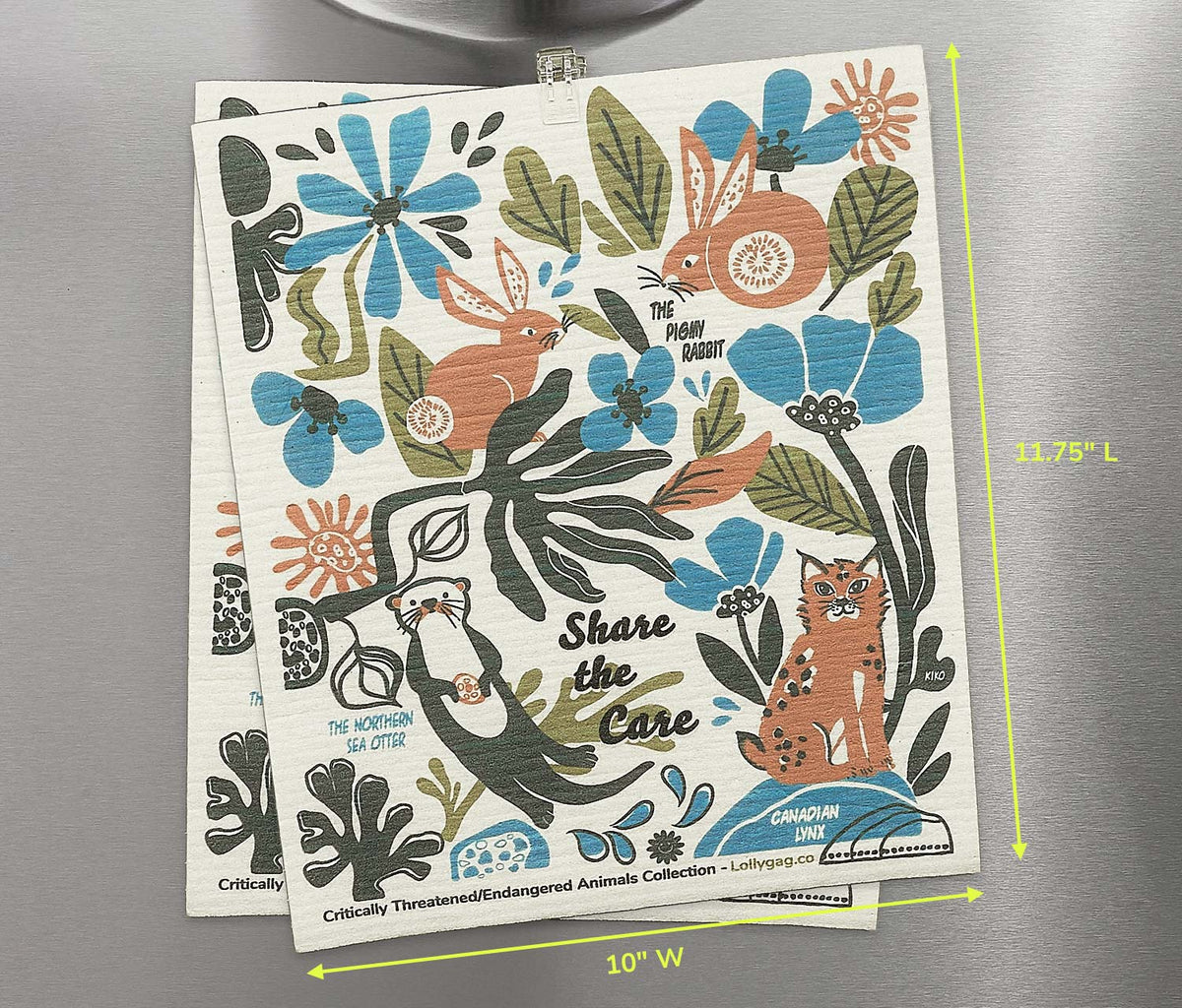 Fading Fantastical Wildlife Large Swedish Dishcloth/Dry Mats - Made in Germany