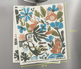 Fading Fantastical Wildlife Large Swedish Dishcloth/Dry Mats - Made in Germany