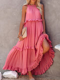 Ruffled Resort Maxi Dress with Pockets