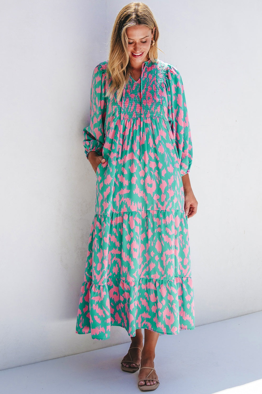 Long Sleeve Beach Midi Dress