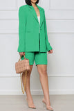 Long Sleeve Resort Blazer and Shorts Set