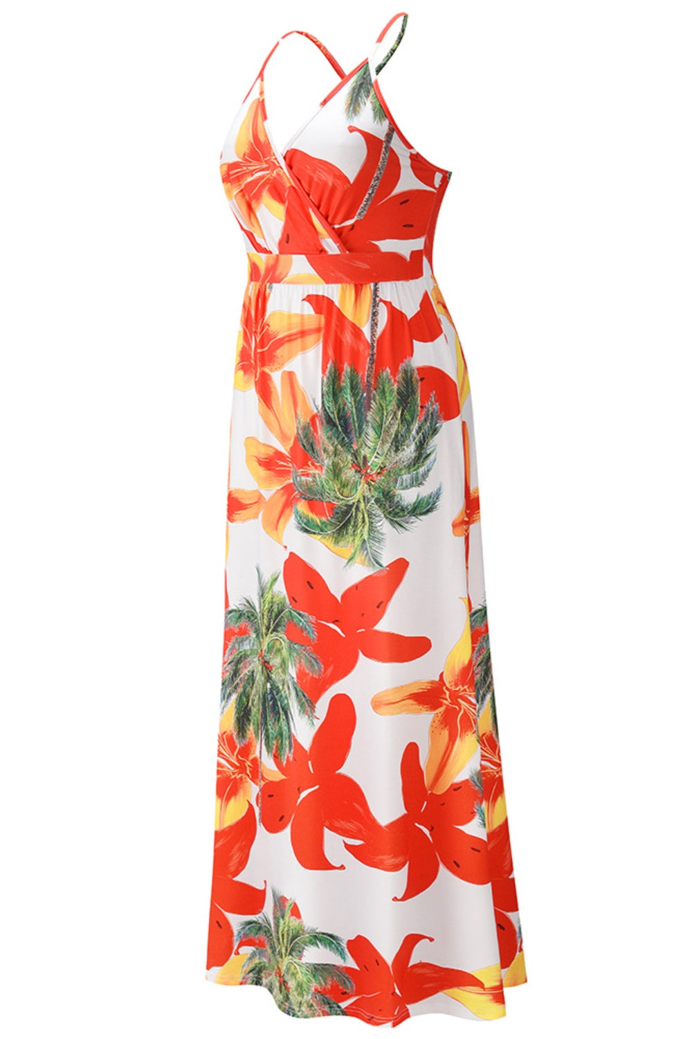 Crisscross Tropical Cami Maxi Dress