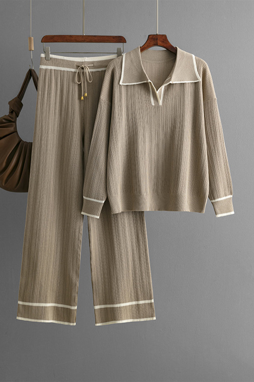 Drawstring Resort Pants Sweater Set