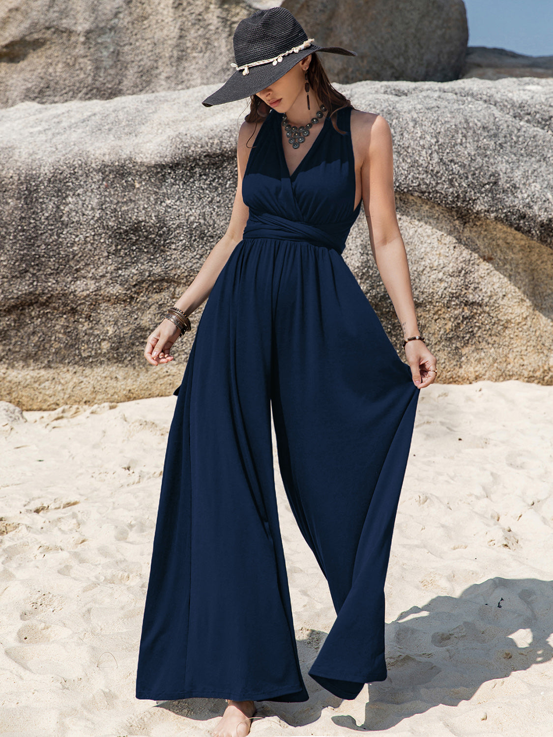 Wide Leg Jumpsuit with Free Tie