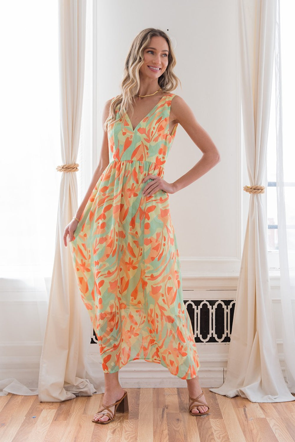 Vibrant Sleeveless Summer Maxi Dress