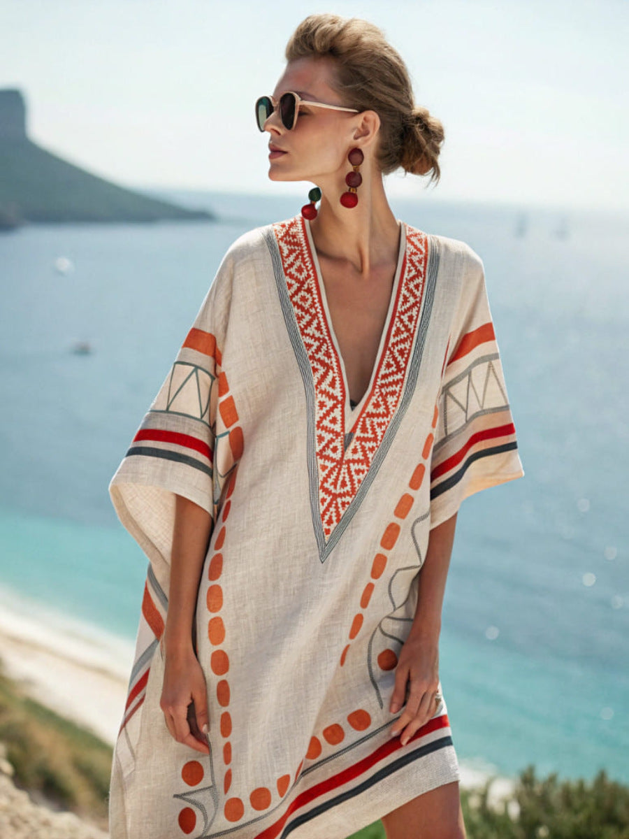 Boho Beachy A-Line Beach Midi Dress – Vacation Resort