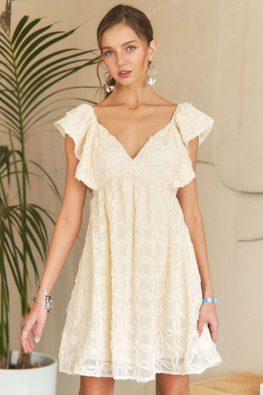 Tie Back Ruffle Sleeve Summer Mini Dress