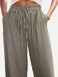 Drawstring Striped Elastic Waist Beach Pants