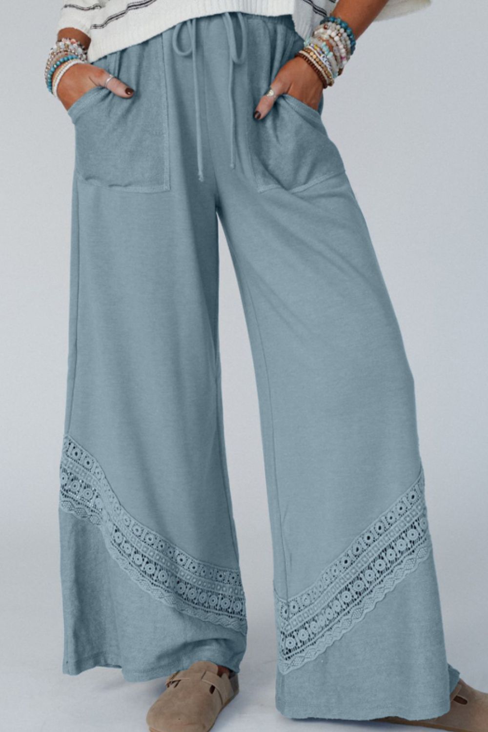 Lace Detail Wide Leg Beach Pants