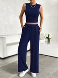 Sleeveless Top and Drawstring Resort Pants Set