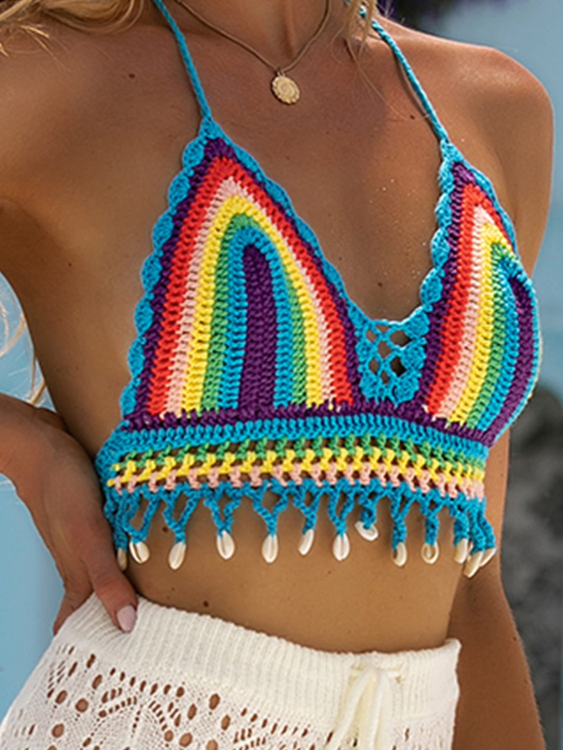 Crochet Halter Neck Swim Top