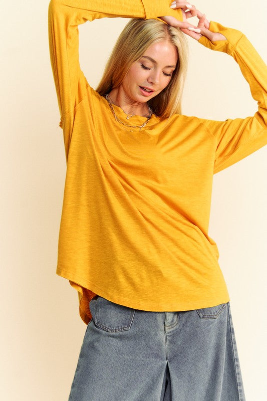 Baggy Boat Neck Long Sleeve T-Shirt