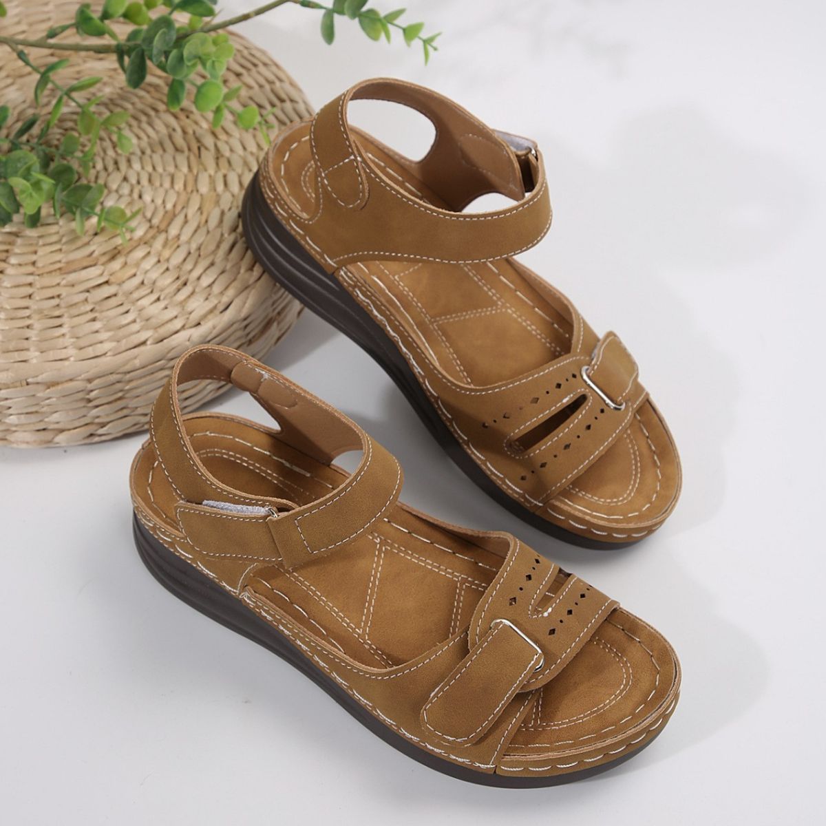 PU Leather Wedge Buckle Sandals