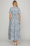 Woven Tiered Pintuck Maxi Dress with Side Pockets