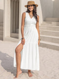 White Flowing Beach Maxi Dress