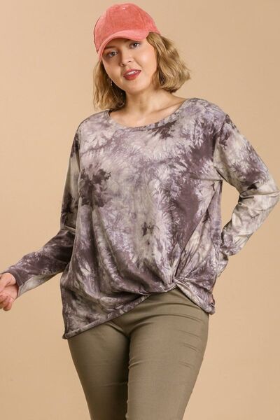 Full Size Tie Dye Round Neck Long Sleeve T-Shirt Plus Size