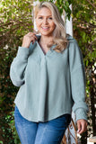 Plus Size Textured Long Sleeve Sweatshirt