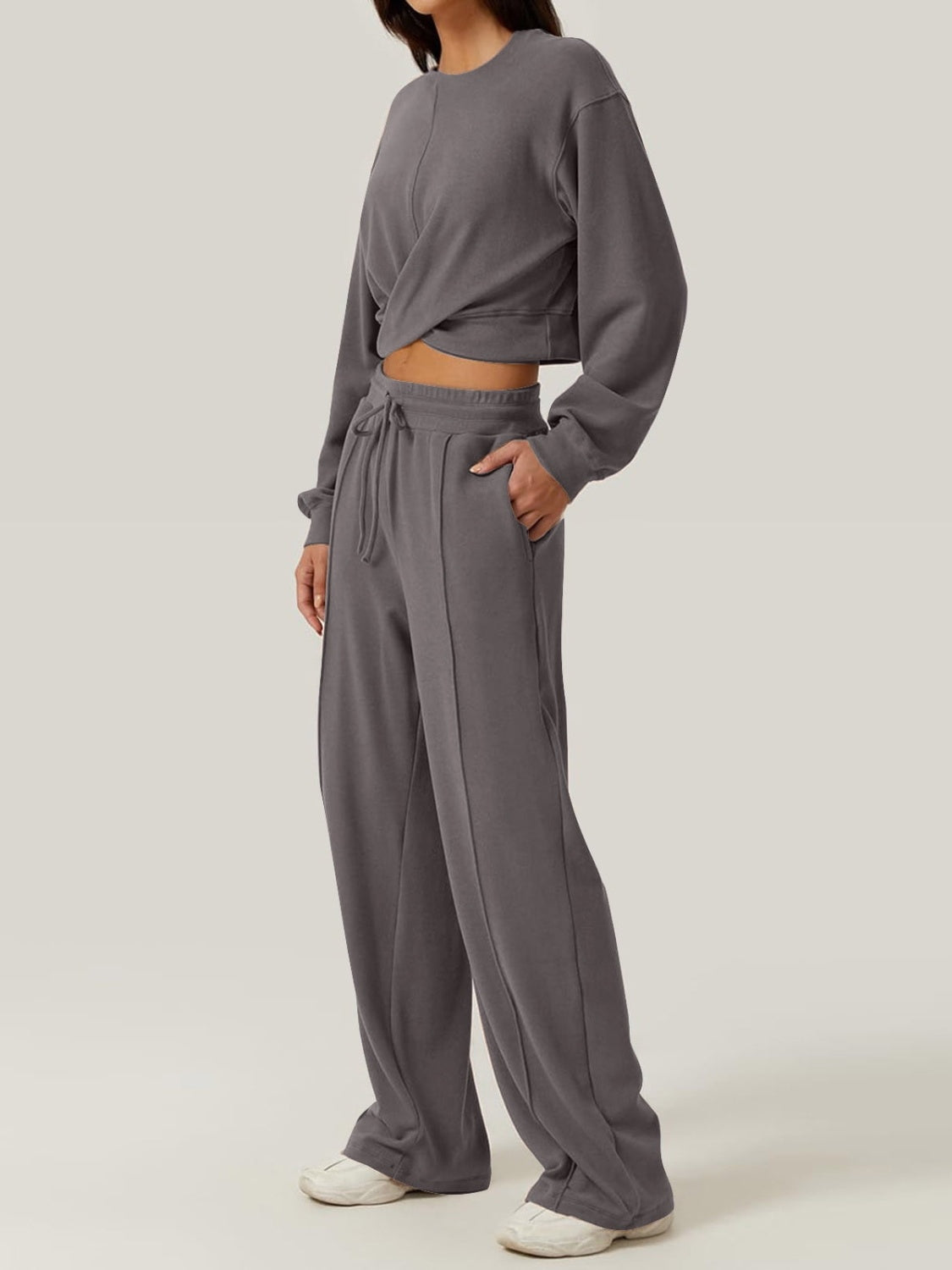 Top and Drawstring Pants Set