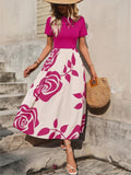 Rose Printed Midi Dress