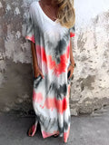 Beachy Tie-Dye Short Sleeve Maxi Dress