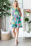 Full Size Floral Johnny Collar Sleeveless Dress Plus Size