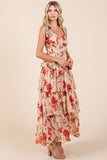 Layered Floral Sweetheart Neck Summer Maxi Dress