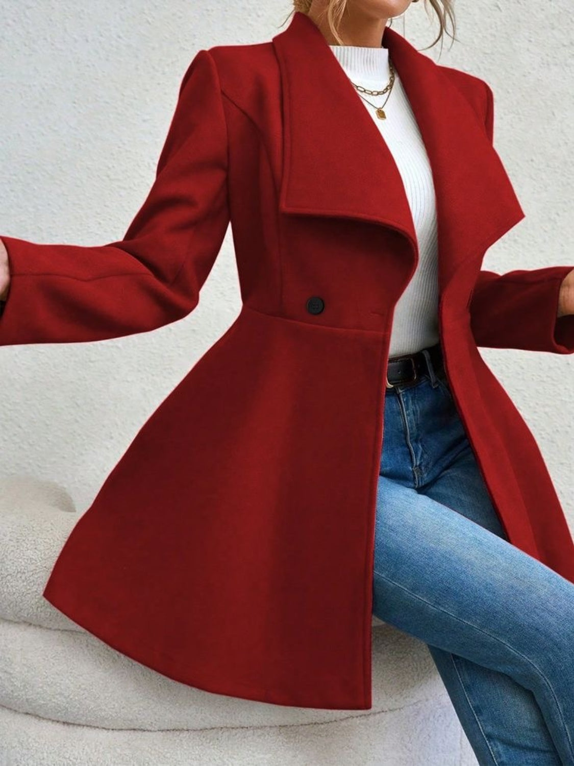 Women's Button Up Long Sleeve Coat