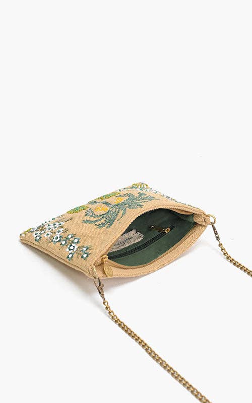 Desert Oasis Embellished Clutch – Artisan Luxe Handwoven Jacquard