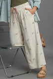 Full Size Lace Embroidered Bow Wide Leg Resort Pants