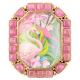 Artisan Flamingo Pink Agate Golden Statement Ring