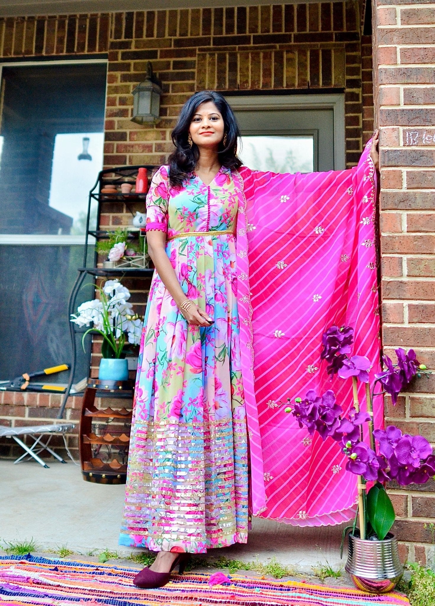 Floral burst maxi dress