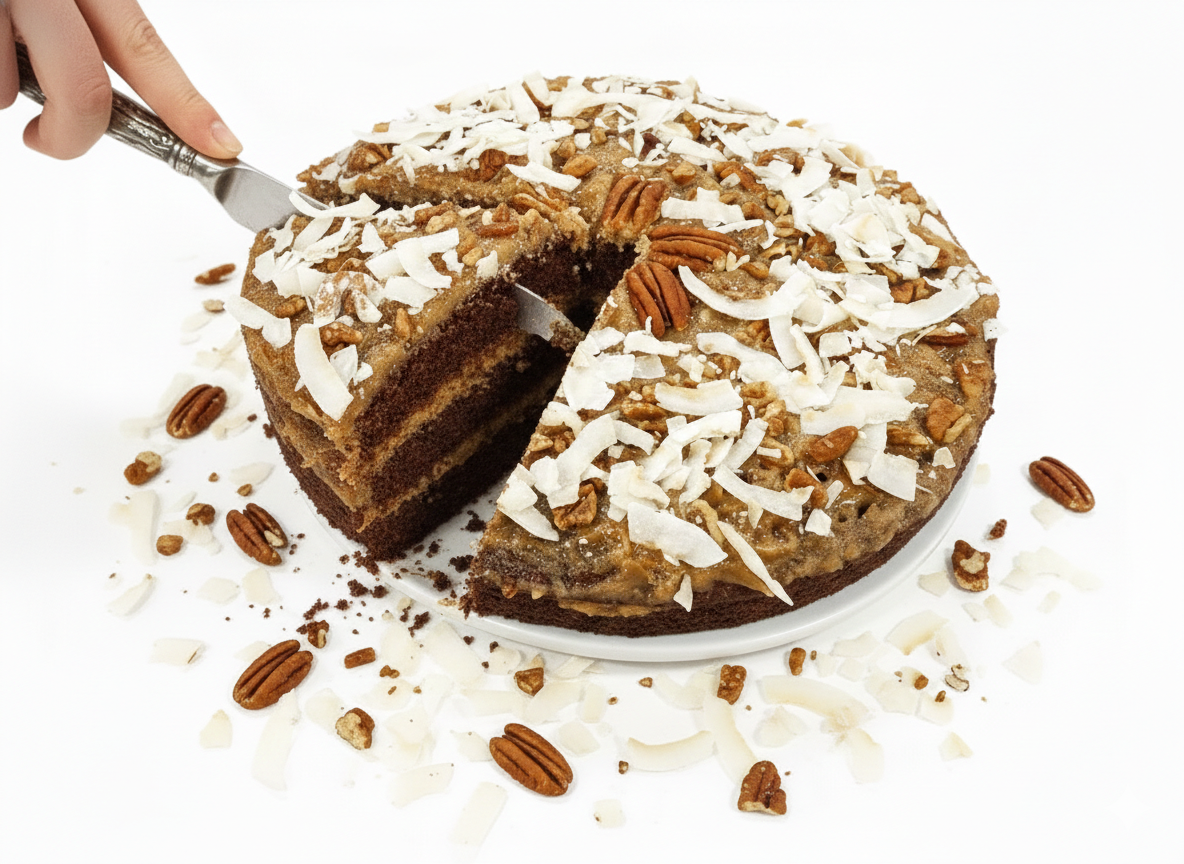 Sugar-Free German Chocolate Cake, 2.4 lb – Belgian Cocoa, Coconut-Pecan Filling