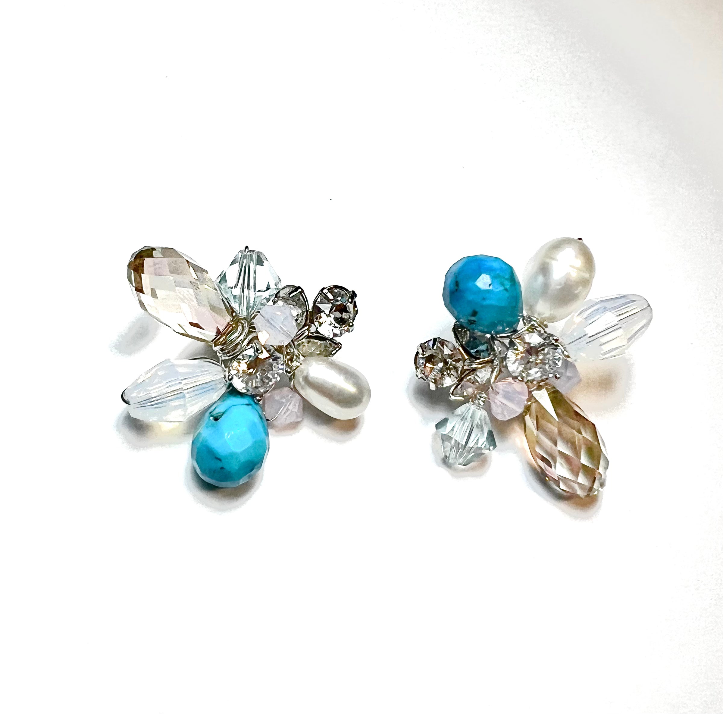 Turquoise Swarovski Flower earrings