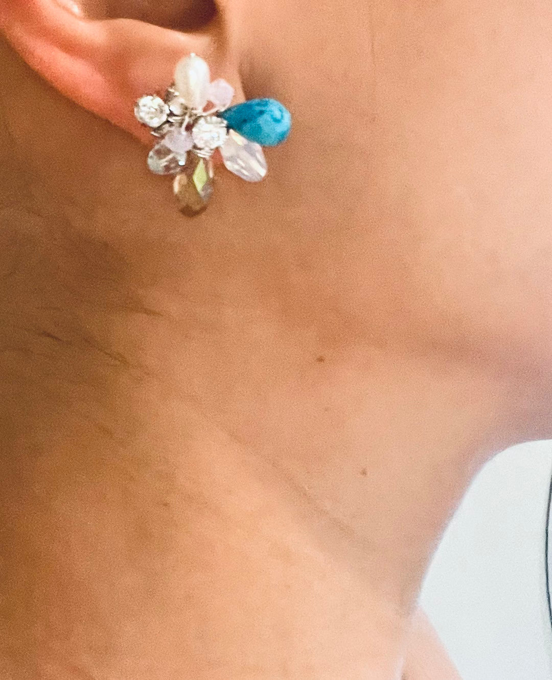 Turquoise Swarovski Flower earrings