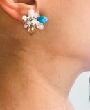 Turquoise Swarovski Flower earrings
