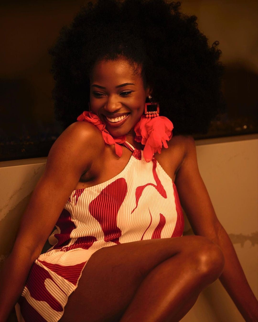 Artisan Hand crafted Nonso Square top flower petal earrings