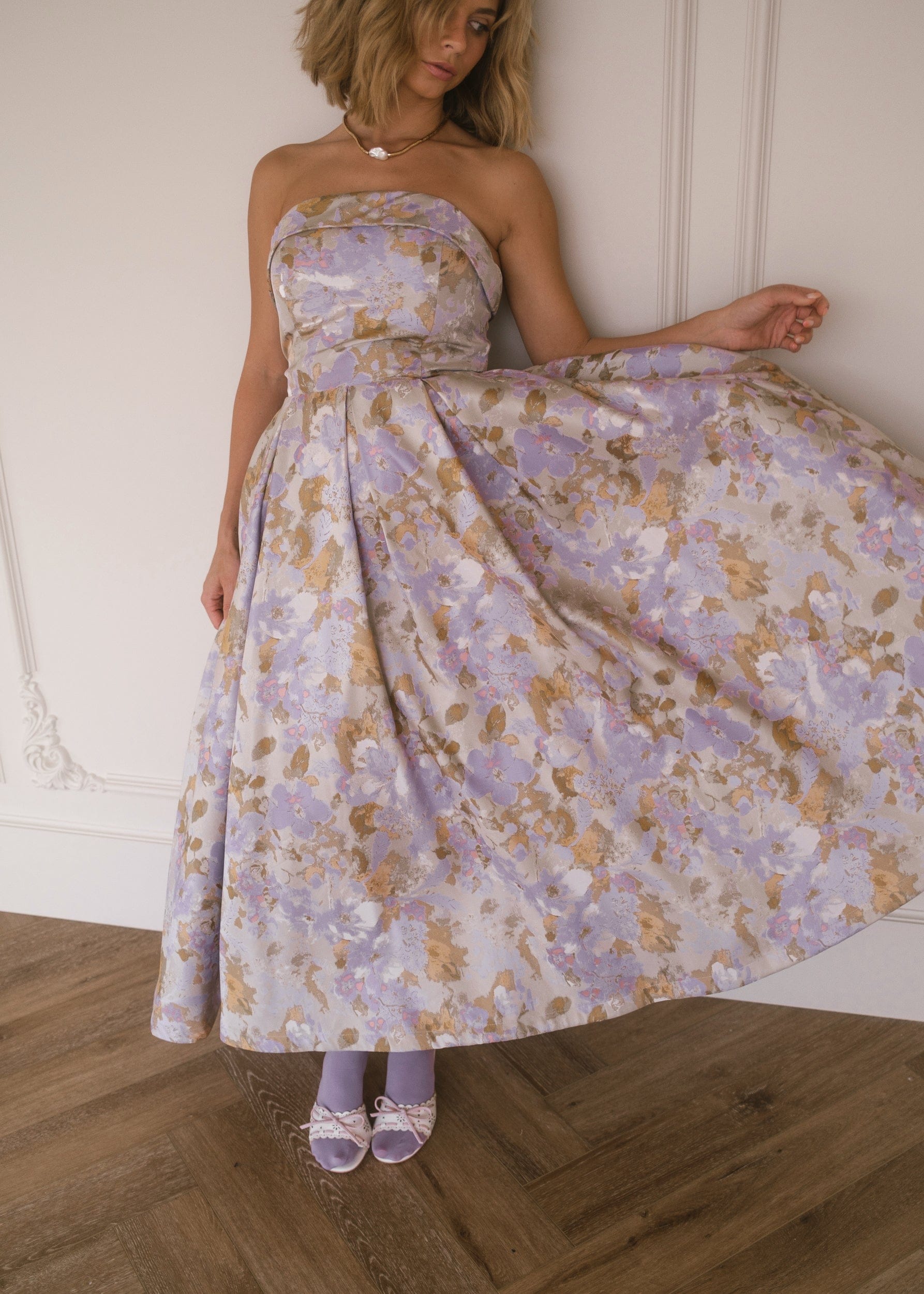 Anastelle Strapless Jacquard Maxi Dress