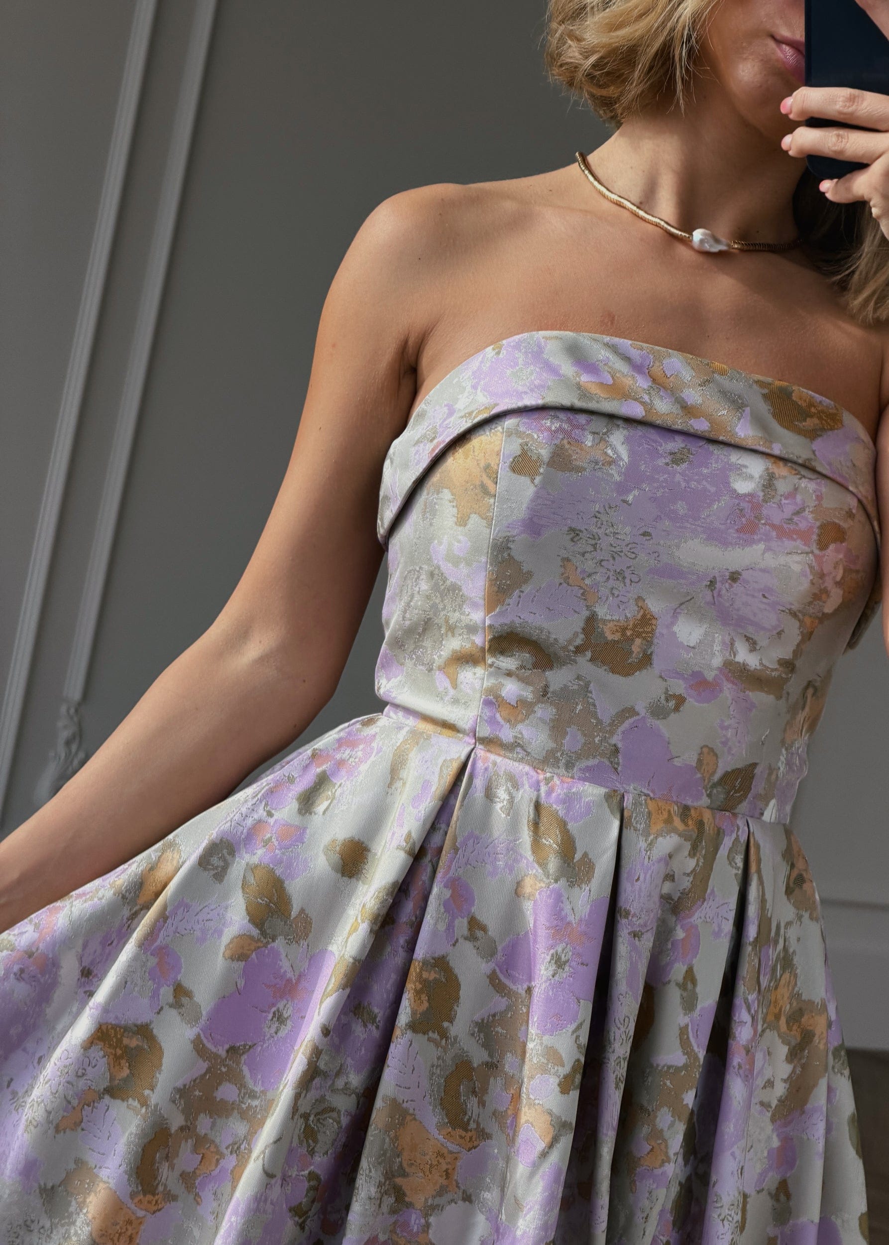 Anastelle Strapless Jacquard Maxi Dress