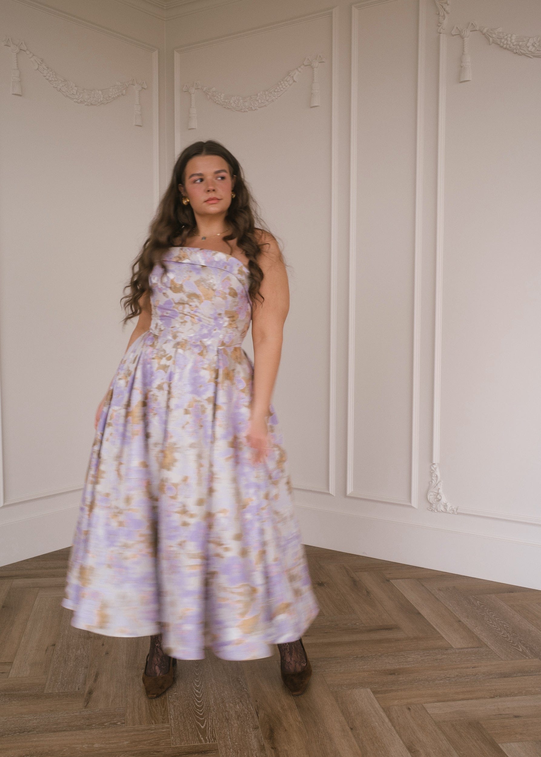 Anastelle Strapless Jacquard Maxi Dress