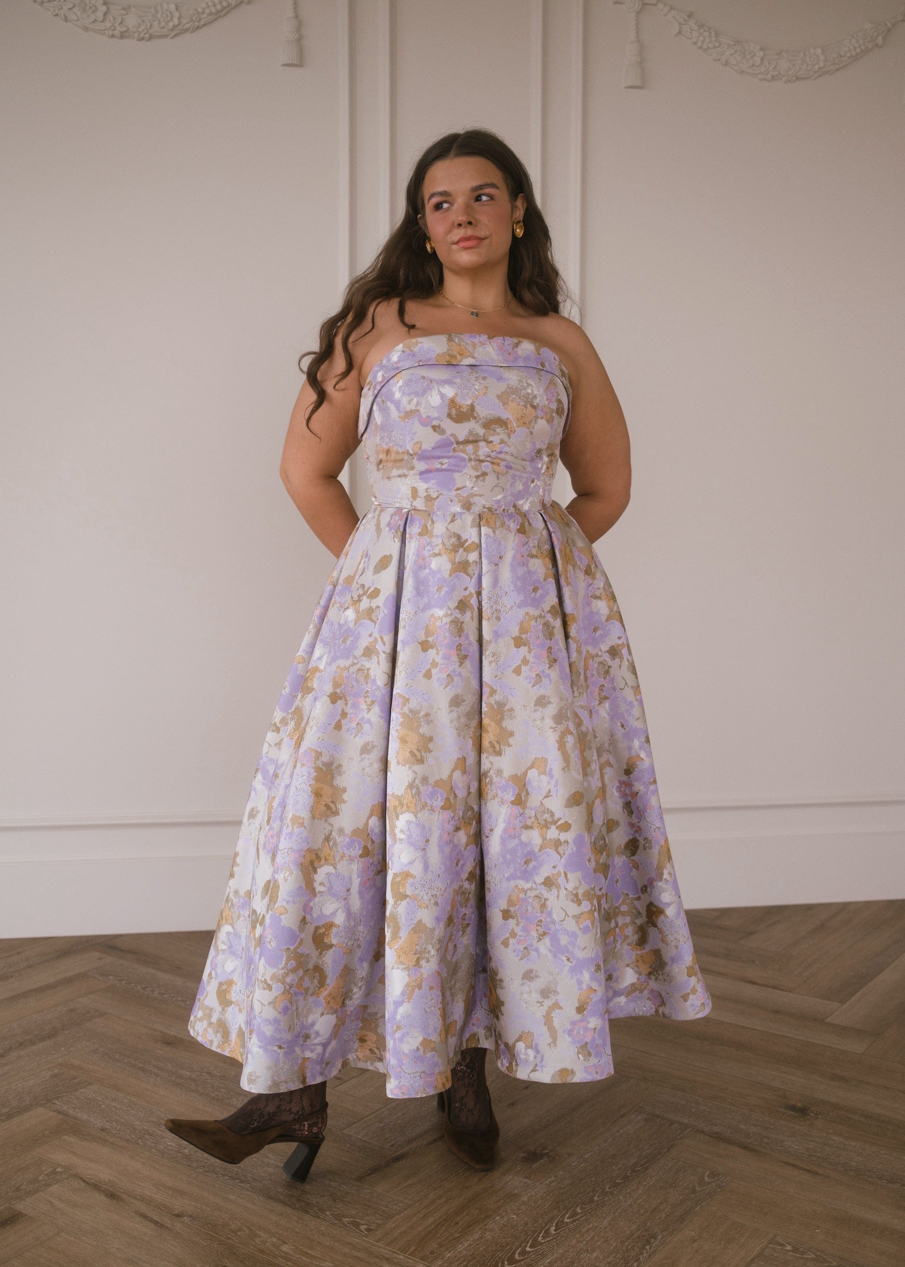 Anastelle Strapless Jacquard Maxi Dress