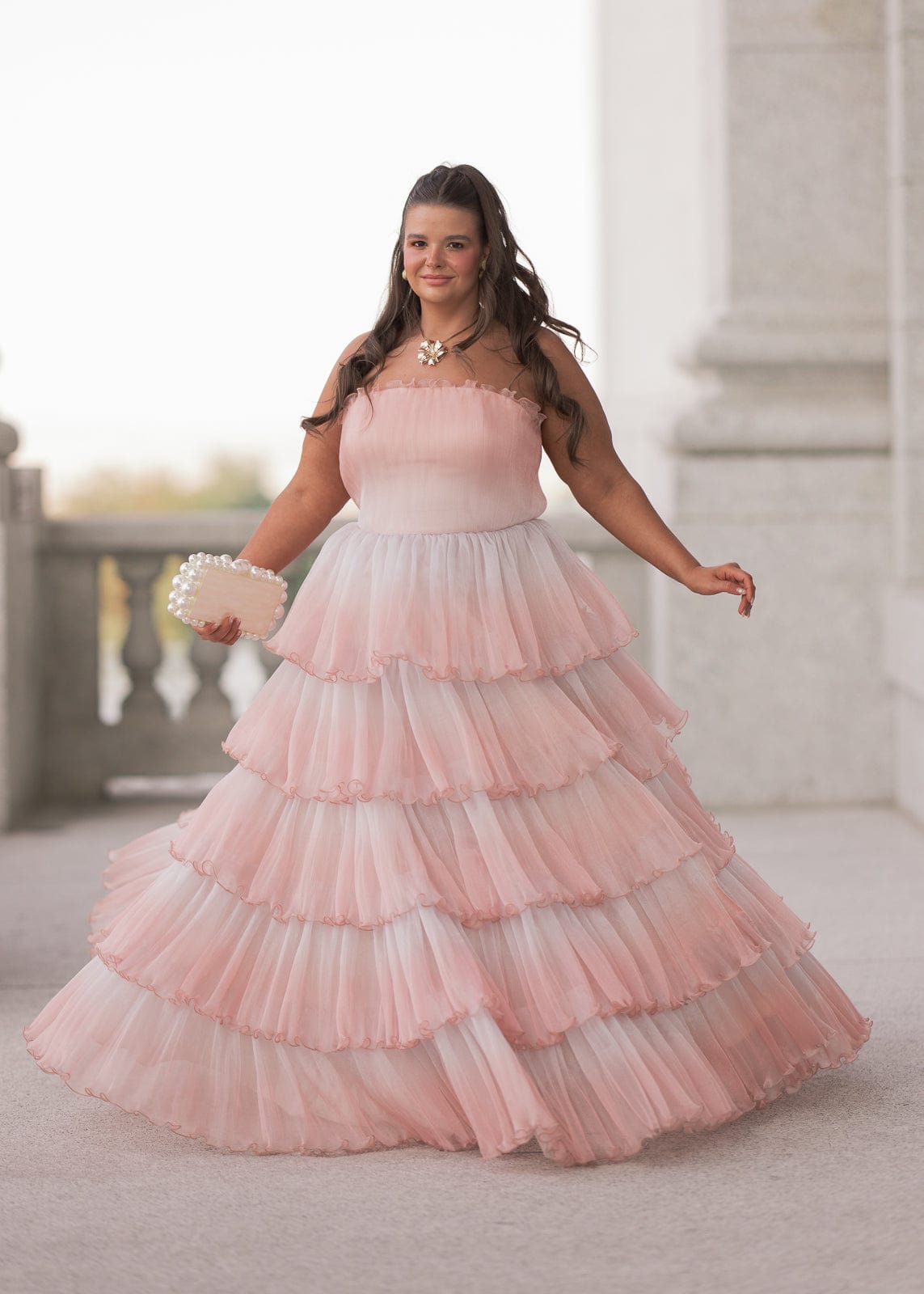 Genevieve Pink Party Gown Summer Wedding Party Dress