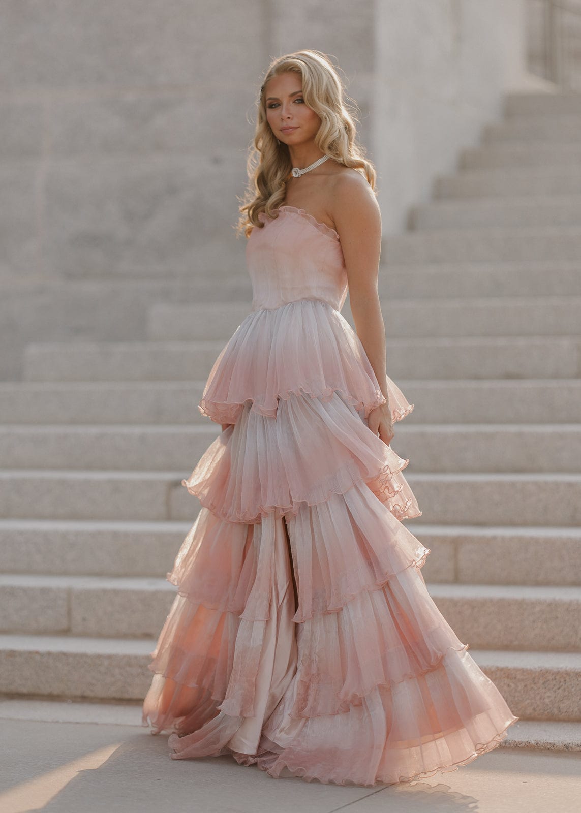 Genevieve Pink Party Gown Summer Wedding Party Dress
